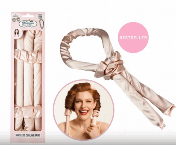 Vintage Heatless Satin Foam Curler - Pink