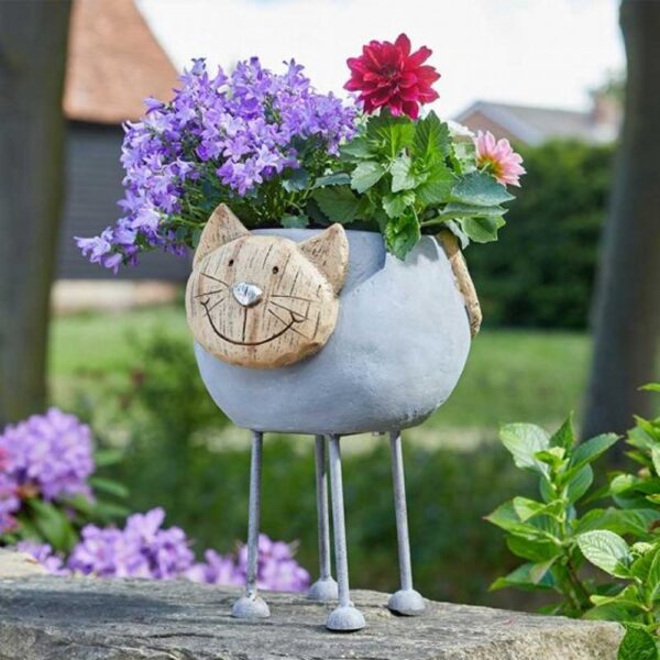 WOODSTONE CAT PLANTER