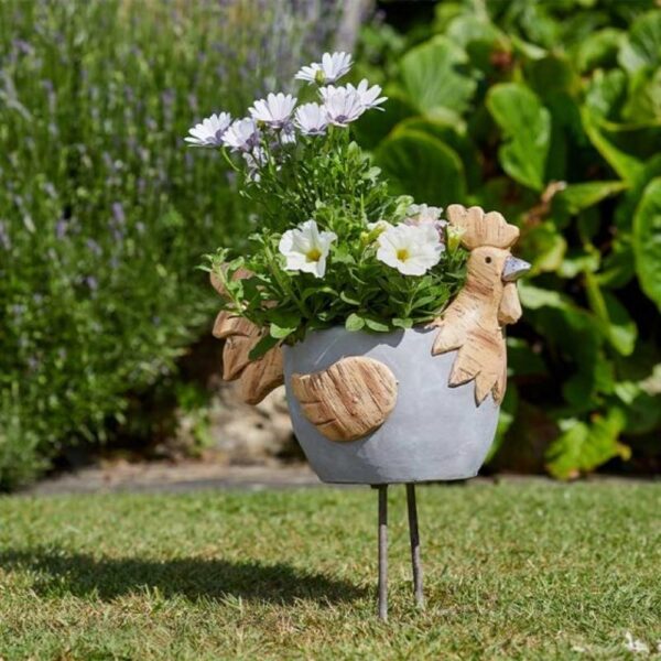 WOODSTONE ROOSTER PLANTER