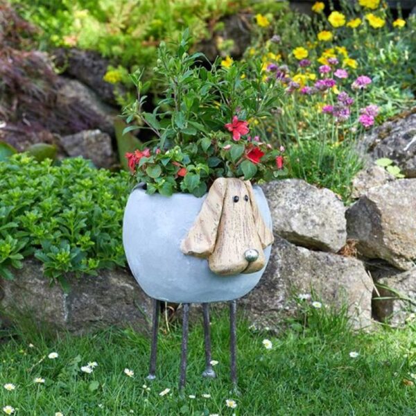 WOODSTONE DOG PLANTER