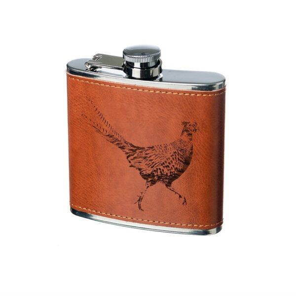 Leather  Hip Flask - Pheasant