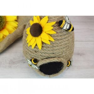 Bee Doorstop Coir W/3D Fabric Sunflo