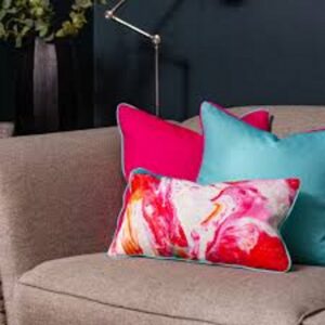 Plain Linen Cushion - Cardinal Marble Turquoise