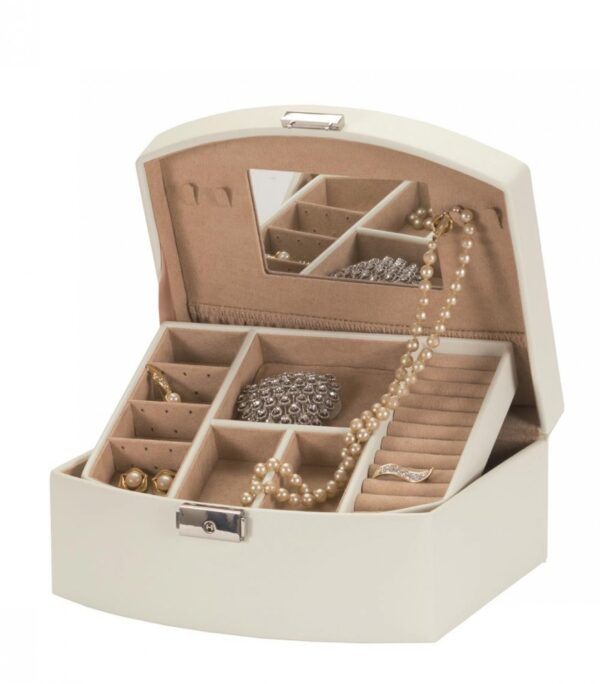 Ivory bonded leather jewellery case