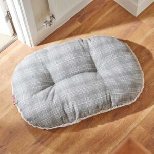 Grey Plaid L Oval Cushion