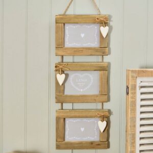 Triple Hanging Rustic Fir Wood Photo Frame