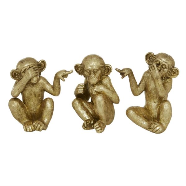 Gold Sitting Monkey Sculptures