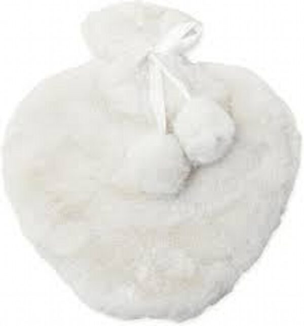Heart Hot Water Bottle Faux Fur Cream