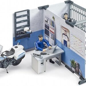 Police Station With Police Motorcycle And Figure