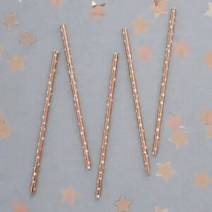 Rose Gold Spotted Paper Straws - Pack Of 20