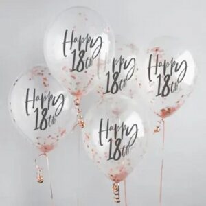 Rose Gold 'Happy 18Th' Confetti 12" Latex Balloons