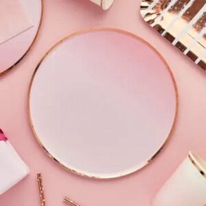 Rose Gold & Pink Ombre Paper Plates - Pack Of 8