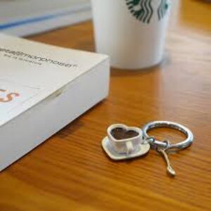 White Coffee Lover Keyring