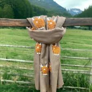 Brown Mohair Highland Cow Scarf