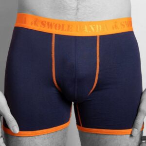Navy Bamboo Boxers Orange Band (S)