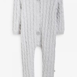 Lined Knitted Pramsuit Grey 3-6M