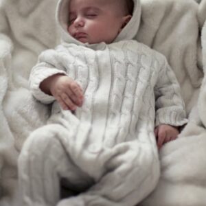 Lined Knitted Pramsuit Grey 0-3M