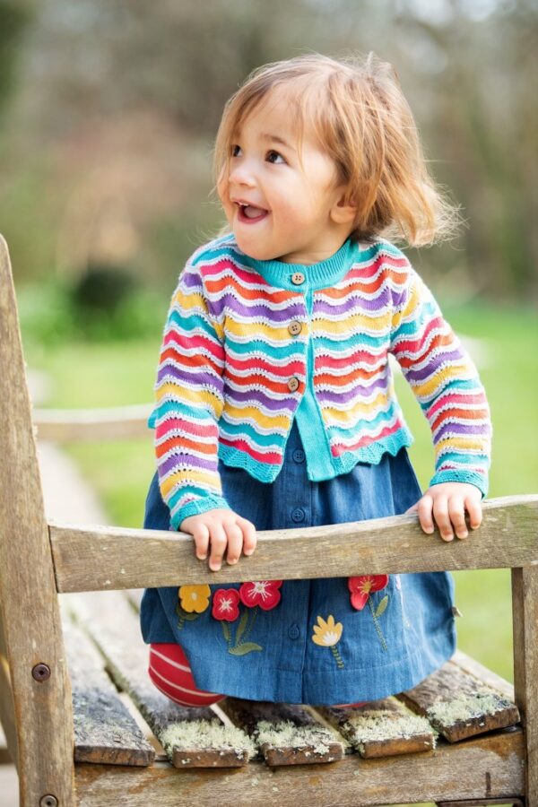 Rainbow Pointelle Cardigan Rainbow 3-6M
