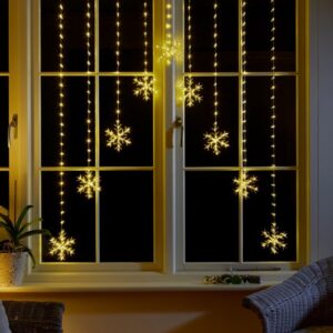 Snowflake Curtain Lights - Warm White