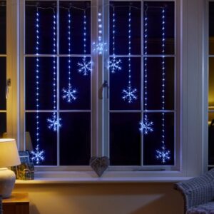 Snowflake Curtain Lights - Cool White