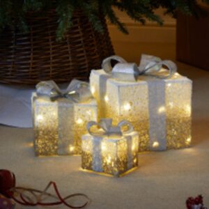 Gold Sparkly Faux Gift Boxes - Set of 3