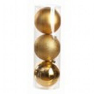 pack of 3 x 15cm mixed finish balls - gold