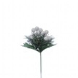 19cm silver frosted berry pick