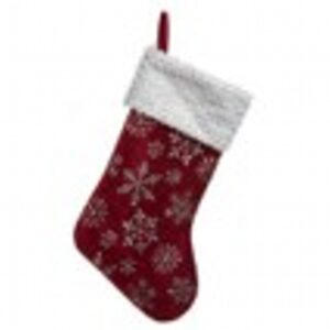 49cm burgundy with silver snowflakes stocking
