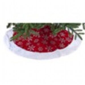 90cm burgundy with silver snowflakes tree skirt