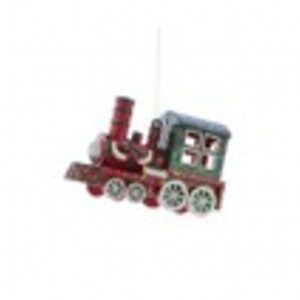 12cm red and green frosted train