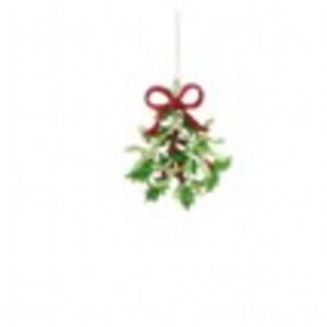 13cm green glitter mistletoe cluster