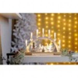 45cm bo lit reindeer scene white candle bridge