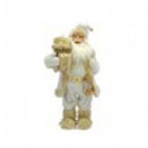 60cm standing gold/white santa holding lantern