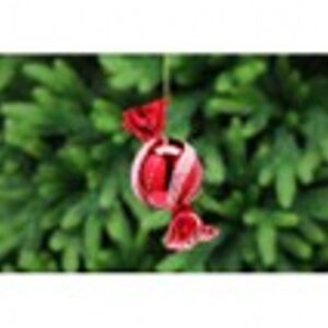 11cm red with white glitter lines glass sweet
