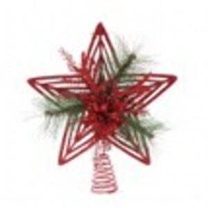 30cm red with pine detail tree topper