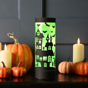 23cm bo lit glass green halloween light