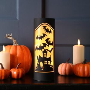 23cm bo lit glass orange halloween light