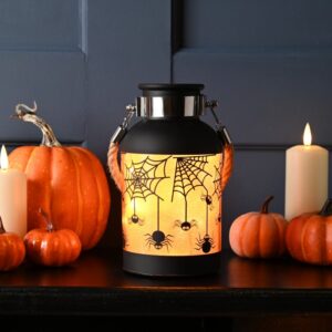 19cm bo lit glass orange halloween jar