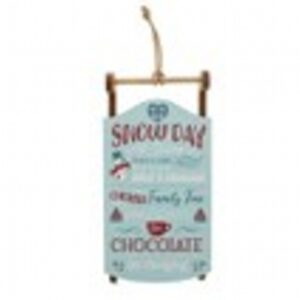 30cm blue wooden sleigh snow day sign