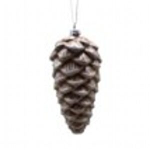 12cm hanging brown acorn with snow effect