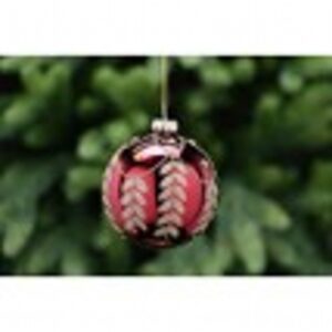 8cm red shiny glass ball - glitter gold leaf