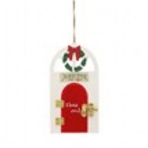 14cm hanging red/white wooden ELVES ONLY door