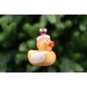 8cm glass yellow duck in red santa hat