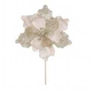 40cm champagne gold glitter/ cream poinsettia stem