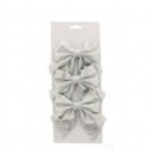 3pcs x 15cm silver bows on backing card