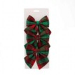 3pcs x 15cm tartan velvet bows on backing card