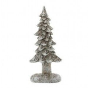 26cm polyresin brown frosted glitter tree