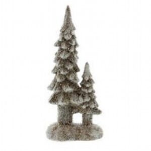 23cm polyresin brown frosted glitter double tree