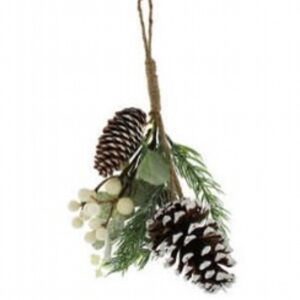 29cm snowy pinecone with frosted foliage