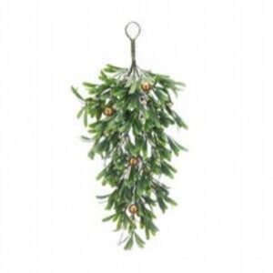 61cm mistletoe with white/gold berries drop